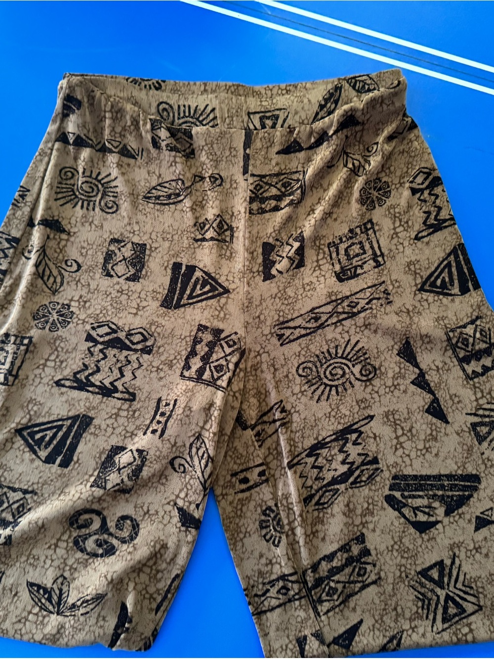 Vintage Chico's Travelers Tribal Print Wide Leg Pants M Made in USA Boho